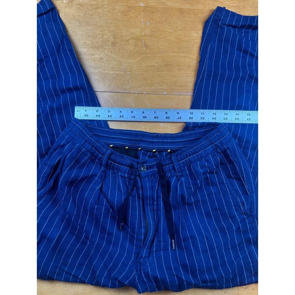Polo Ralph Lauren Mens Tailored Slim Fit Pinstripe Linen Blend Drawstring Pants